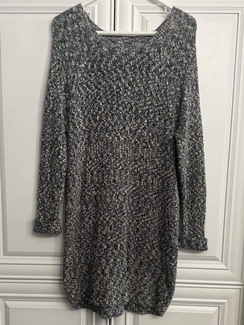 American Eagle Outfitters Marled Gray Long Sleeve Knit Dress Scoop Neck Size L